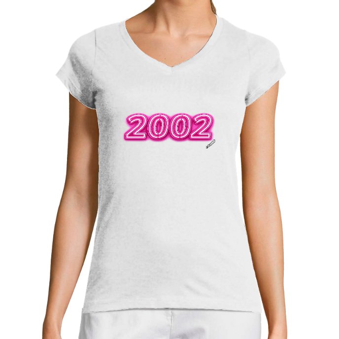 T-SHIRT FEMME COL V KLASSS "2002" - Coupe très ajustée