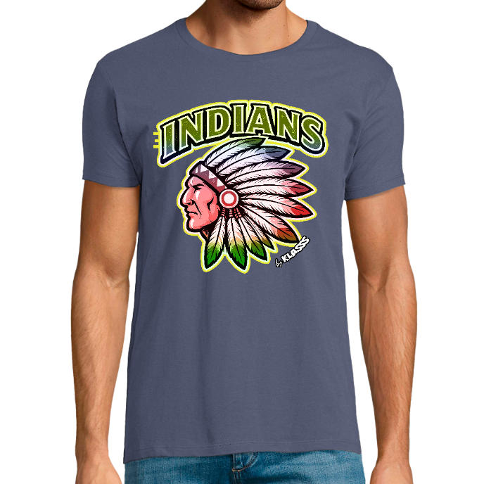 T-shirt Homme REGENT FIT KLASSS "INDIANS Collection" col rond, Design VINTAGE