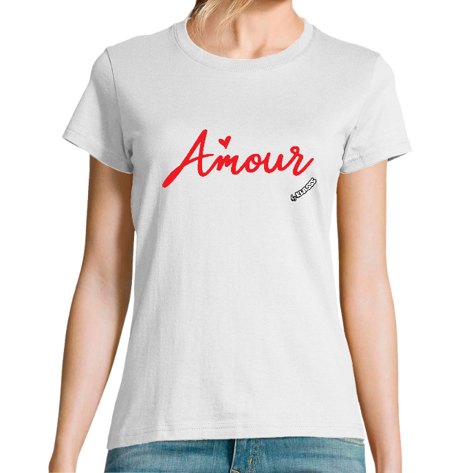 T-SHIRT FEMME COL Rond KLASSS "AMOUR" - Coupe confortable, design Original