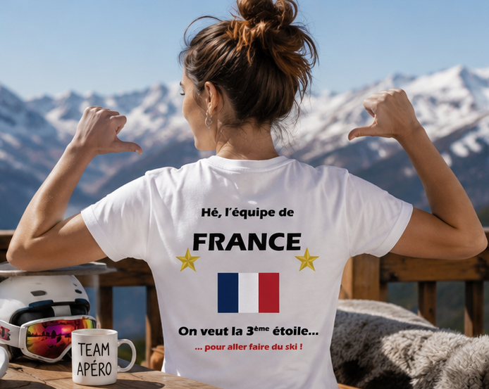T-shirt Femme France - La 3ème étoile pour aller faire du ski !