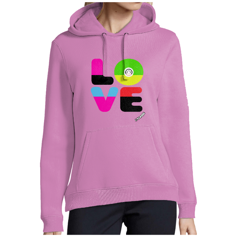 Sweatshirt femme capuche KLASSS "LOVE 27", 280 g/m²