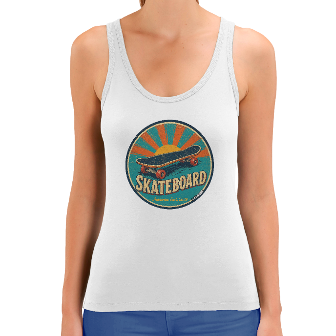 Débardeur FEMME "SKATEBOARD"  - Style Vintage, coton bio