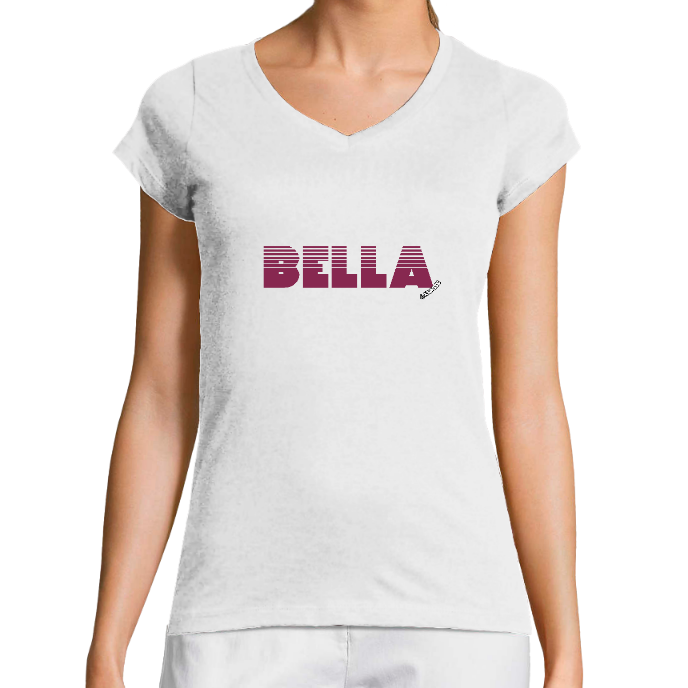 T-SHIRT FEMME COL V KLASSS "BELLA" - Coupe très ajustée, design moderne et chic