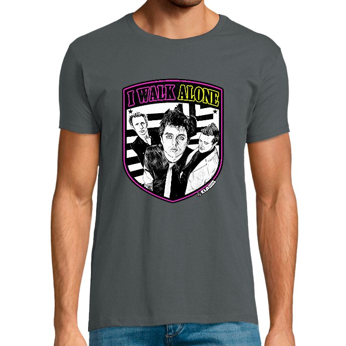 T-shirt Homme REGENT FIT KLASSS "I WALK ALONE" col rond, Style Musique