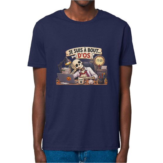 T-shirt Halloween Je suis à bout d’os – Squelette au travail