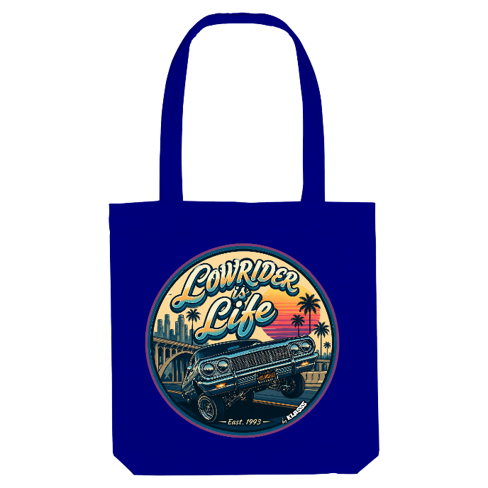 TOTE BAG KLASSS "LOWRIDER IS LFE" BLUE California