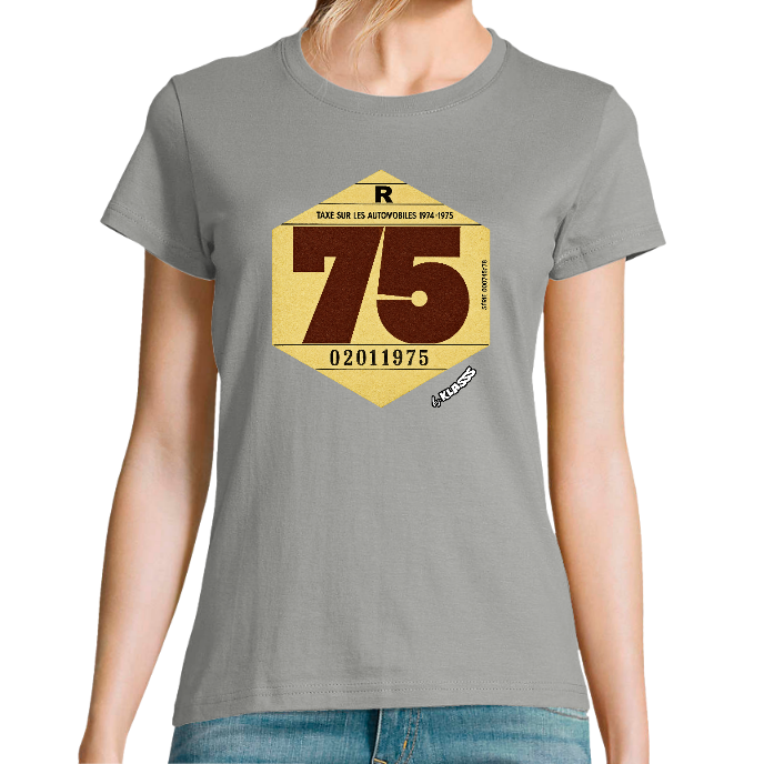 T-SHIRT FEMME COL Rond KLASSS "VIGNETTE 1975" - Coupe Universelle, design automobile