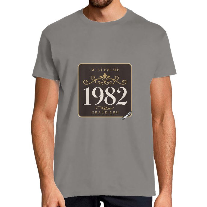 T-SHIRT HOMME KLASSS "MILLESIME 1982 Grand Cru", col rond 190 gr