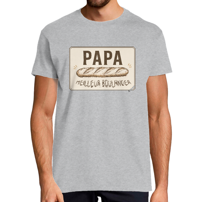 T-SHIRT HOMME KLASSS "PAPA MEILLEUR BOULANGER" col rond 190 gr