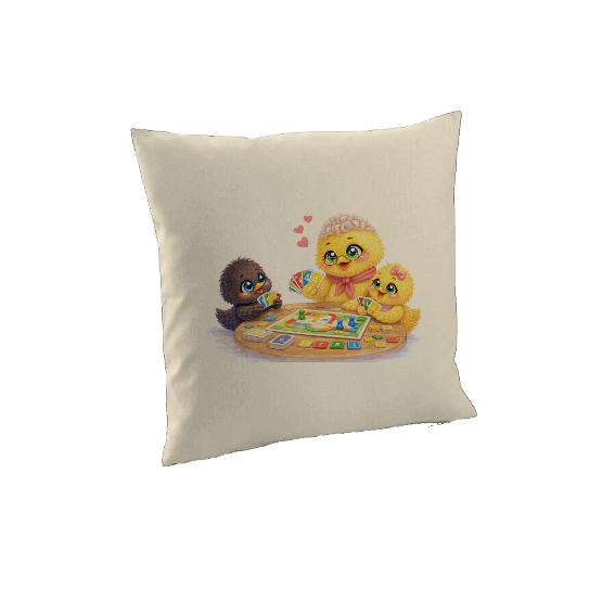 Housse de Coussin "Mamie & Jeux de Société" – Moment Complice en Famille