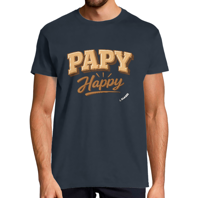 T-SHIRT HOMME KLASSS " PAPY HAPPY" col rond 190 gr