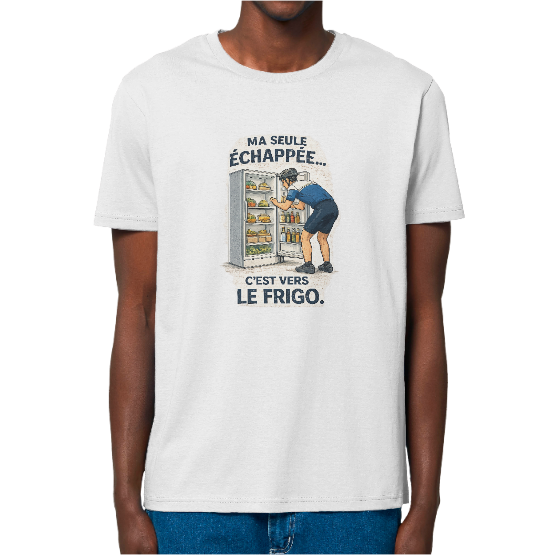 T-shirt Bio Homme "Ma seule échappée… c'est vers le frigo" – Humour Cyclisme