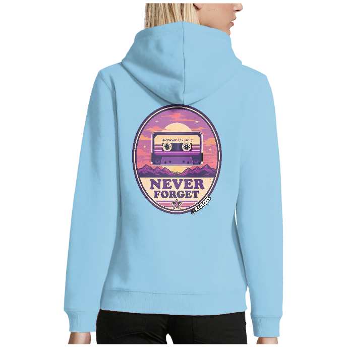 SWEAT FEMME A CAPUCHE "NEVER FORGET K7 VINTAGE"