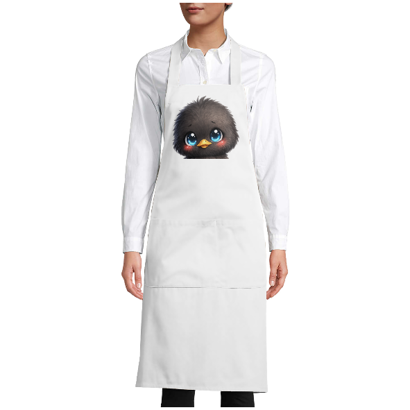 Tablier de cuisine   Pâques –tete de Poussin noir mignon  style kawaii