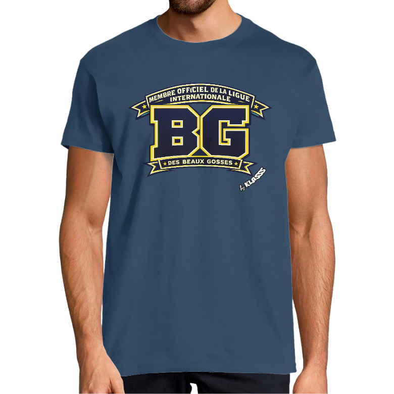 T-SHIRT HOMME KLASSS HUMOUR "MEMBRE OFFICIEL DE LA LIGUE INTERNATIONALE DES BEAUX GOSSES", col rond 190 gr
