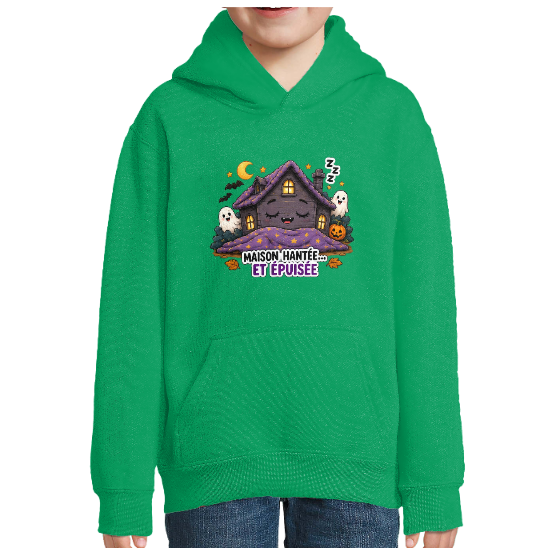 Sweat Halloween enfant Maison hantée… et épuisée