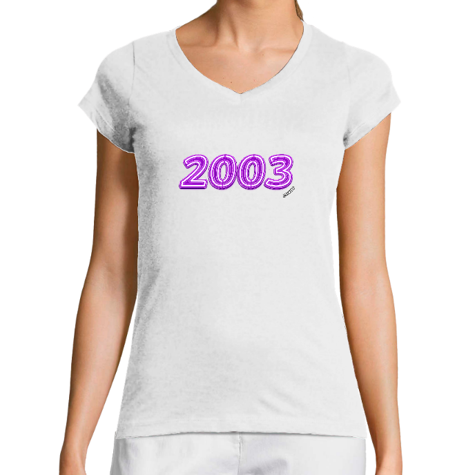 T-SHIRT FEMME COL V KLASSS "2003" - Coupe très ajustée