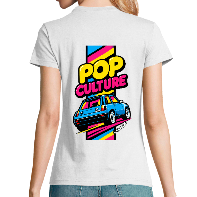 T-SHIRT FEMME Col rond KLASSS VINTAGE "R5 POP CULTURE", Style chic automobile