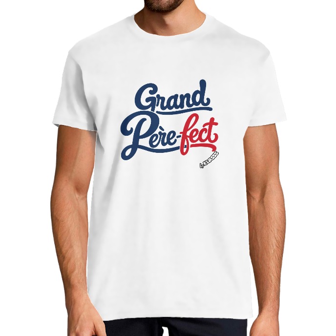T-SHIRT HOMME KLASSS "FAMILLE GRAND-PERE PERFECT" HUMOUR, col rond 150 gr