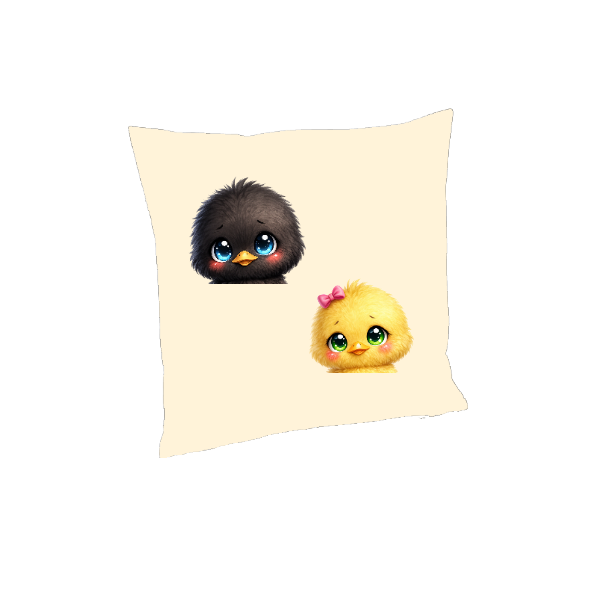 Housse de coussin   poussins  noir et jaune – coussin décoratif kawaii
