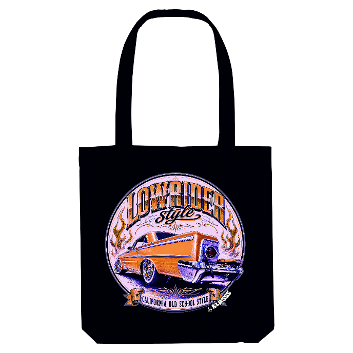 TOTE BAG NOIR KLASSS VINTAGE AUTOMOBILE "LOWRIDER CALIFORNIA BLUE"