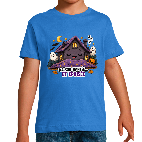 T-shirt Halloween enfant Maison hantée… et épuisée