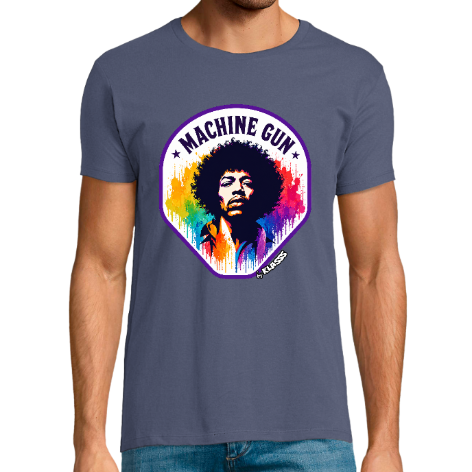 T-shirt Homme REGENT FIT KLASSS "MACHINE GUN" , Style JIMI HENDRIX