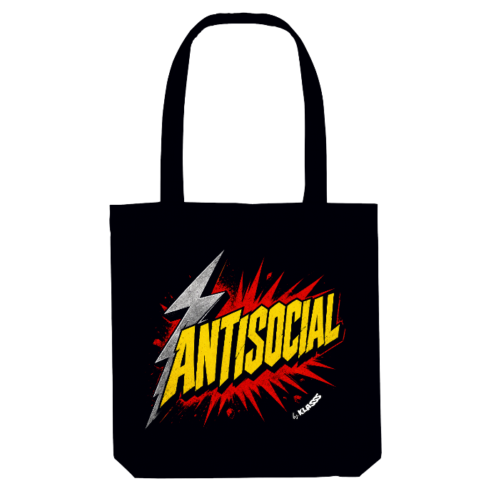 TOTE BAG "ANTISOCIAL" NOIR JAUNE ROUGE KLASSS