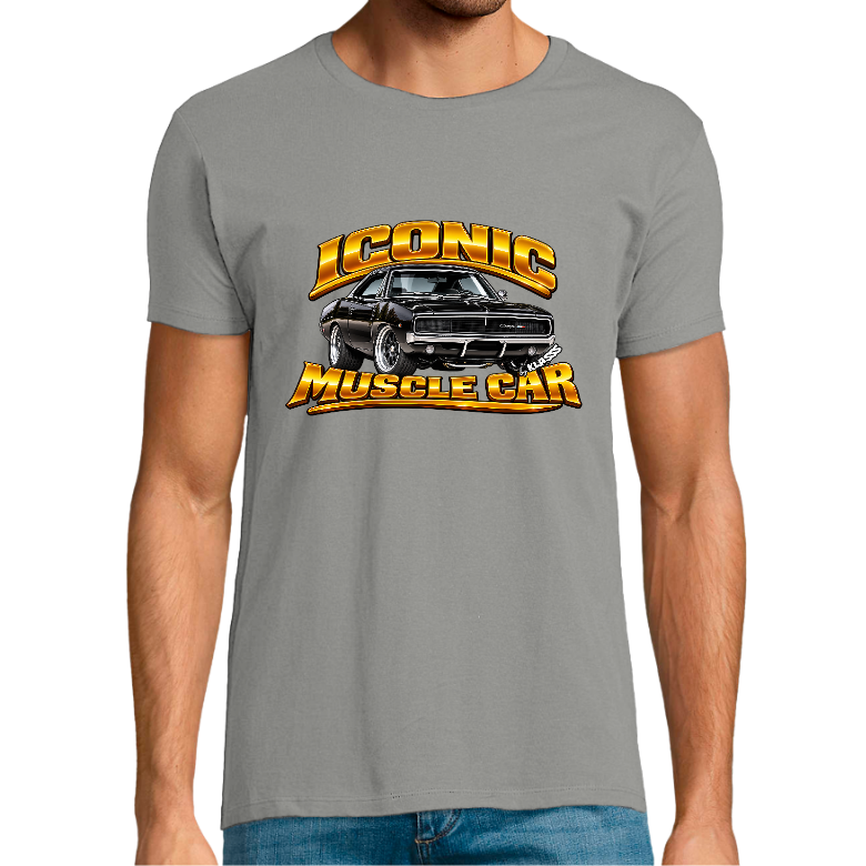 T-shirt Homme REGENT FIT KLASSS "ICONIC MUSCLE CAR CHARGER" col rond 150 gr
