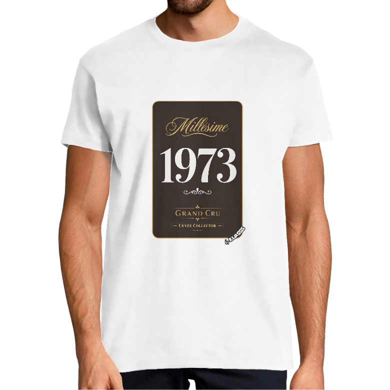 T-SHIRT HOMME KLASSS "MILLESIME 1973 Grand Cru" VINTAGE Anniversaire