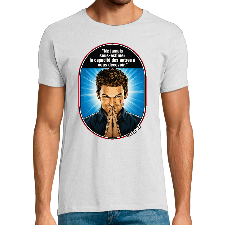 T-shirt Homme REGENT FIT KLASSS "SERIE TV DEXTER DECEPTION", col rond  150 gr