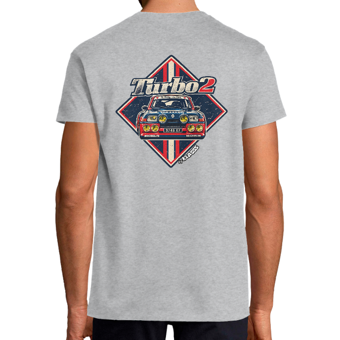 T-shirt Homme VINTAGE KLASSS "R5 TURBO 2" col rond, Style automobile 