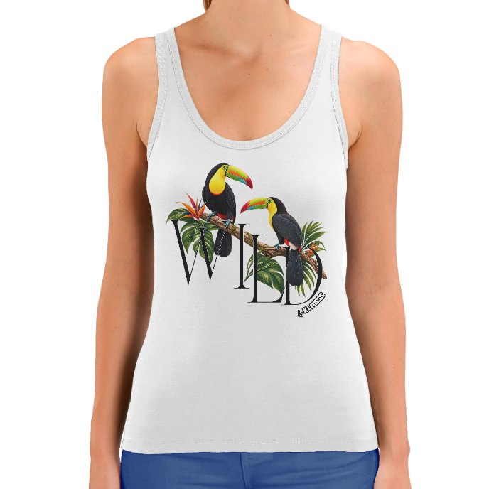 Débardeur FEMME KLASSS Nature "TOUCAN WILD" , coton bio, design original