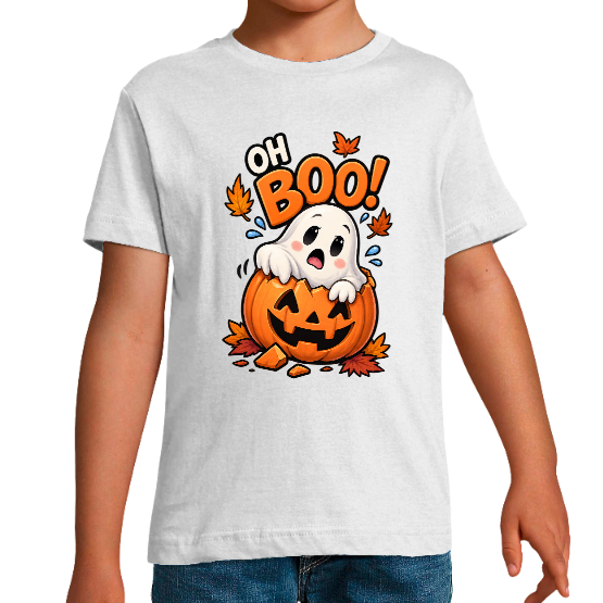 T-shirt Halloween « Oh Boo! » Fantôme et Citrouille