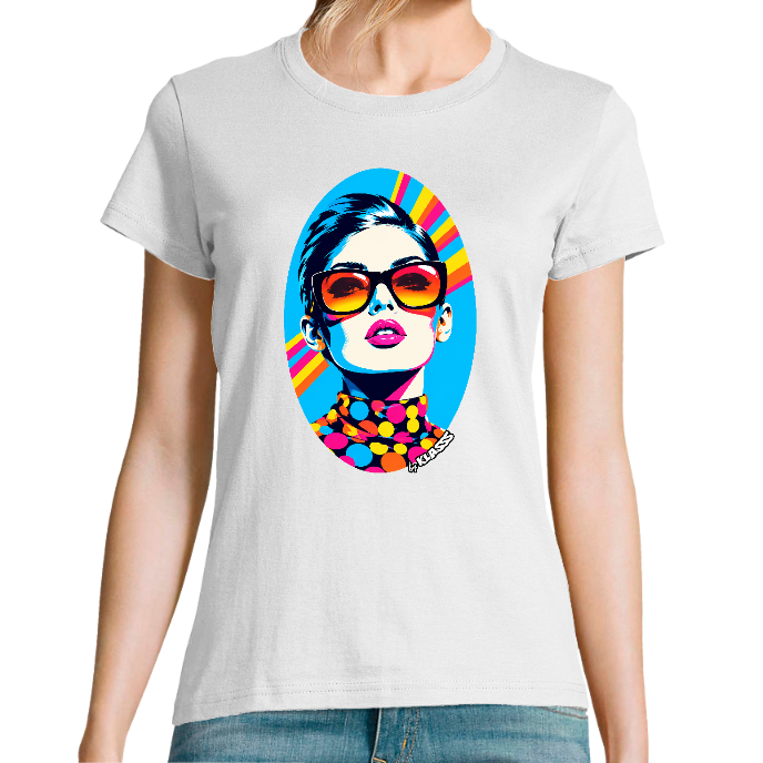 T-SHIRT FEMME COL Rond KLASSS "VINTAGE MODE ART 26" - Coupe confortable, design Original