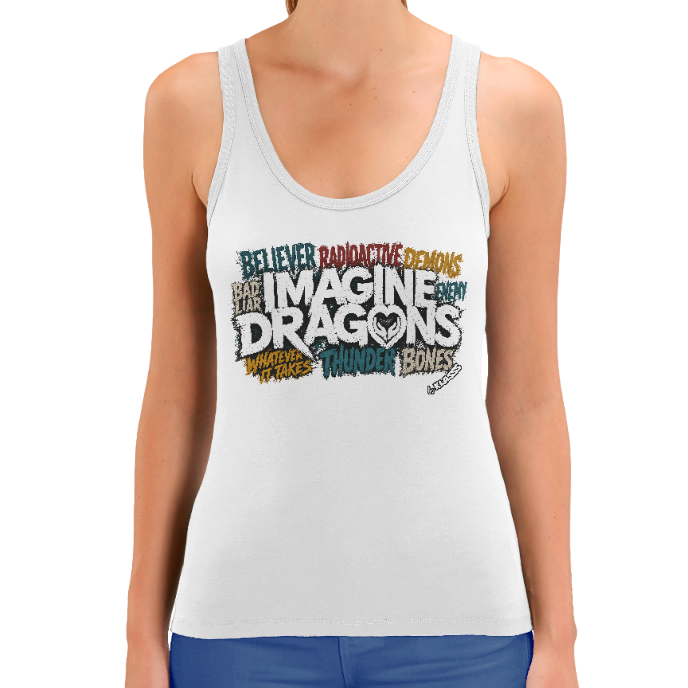 Débardeur Blanc FEMME KLASSS MUSIQUE "IMAGINE DRAGONS STYLE", coton bio