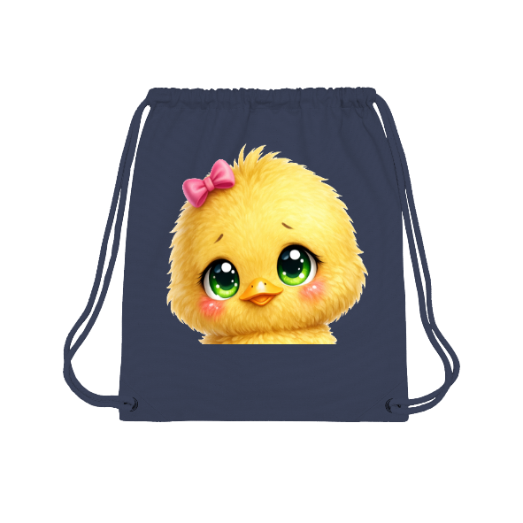 Sac à dos cordon  avec tete de poussin kawaii – sac gym Pâques mignon