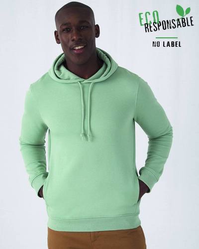 Sweatshirt unisexe capuche no label 280 g/m² 80% coton bio 20% polyester recyclé