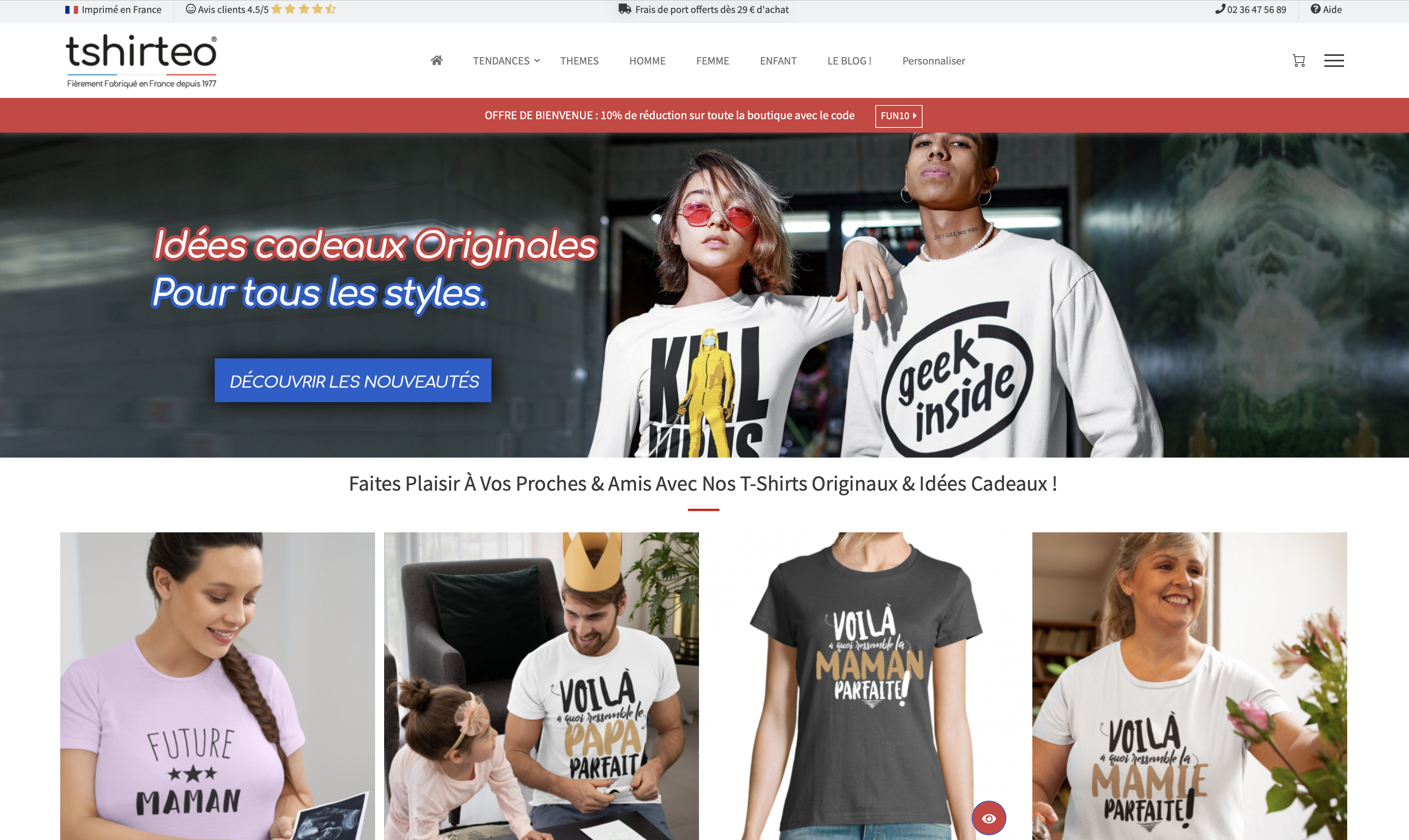 le site tshirteo.fr